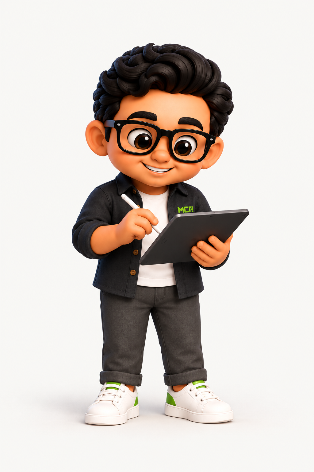 Personaje de MCA creando con una tableta digital
